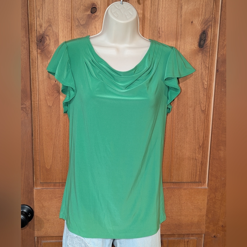 The Limited Emerald Green Flutter Sleeve Blouse